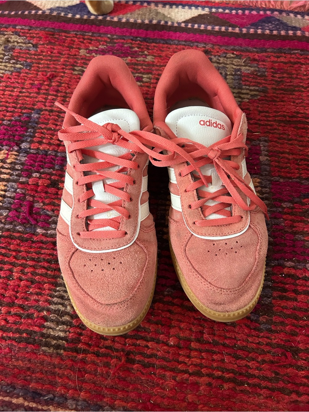 adidas Women's Coral Pink Suede Low-Top Sneakers